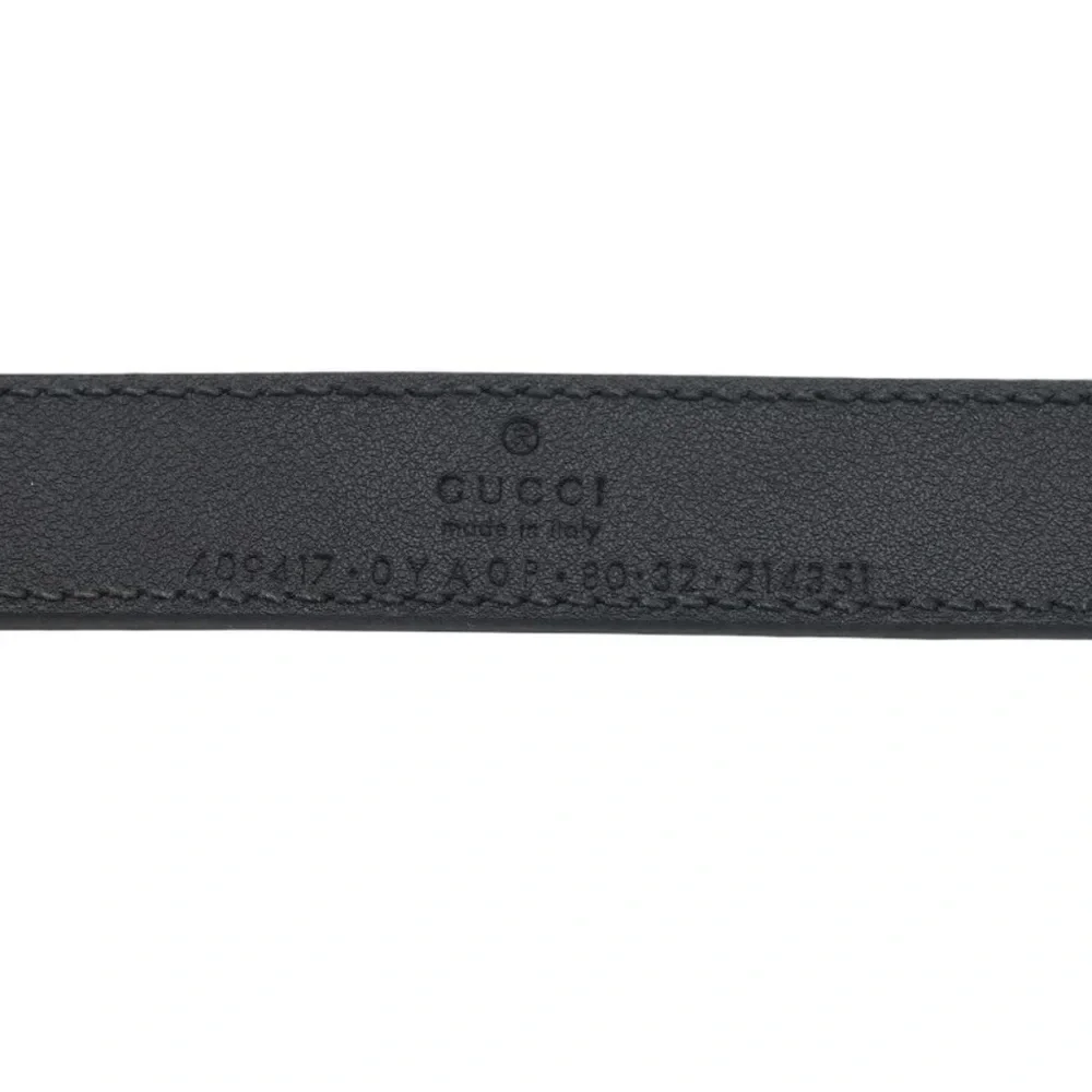 Gucci Black Leather Belt with Silver GG Logo
